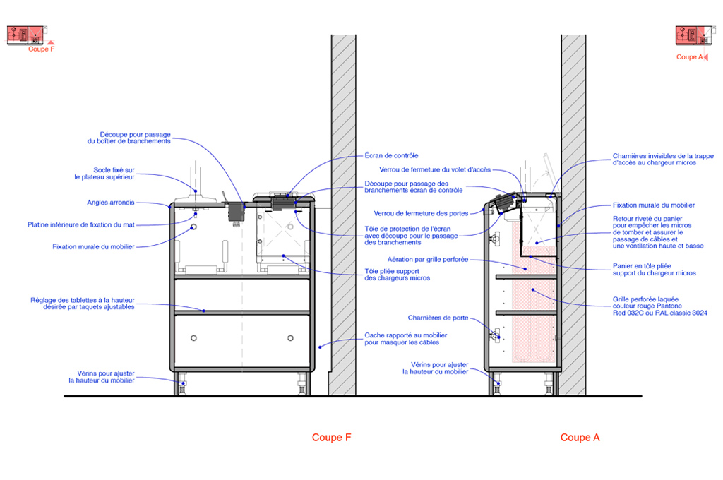 dessin vues en coupe de la colonne